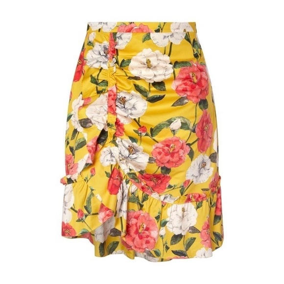 PARKER Coraline Skirt Yellow Floral Ruffles Lemon Wildflower Poplin Size 6 - Picture 11 of 16
